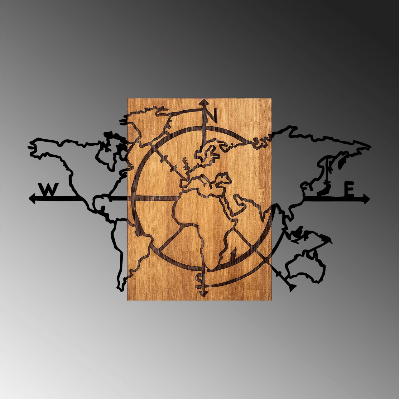 Poze Accesoriu decorativ de perete din lemn World Map - 324