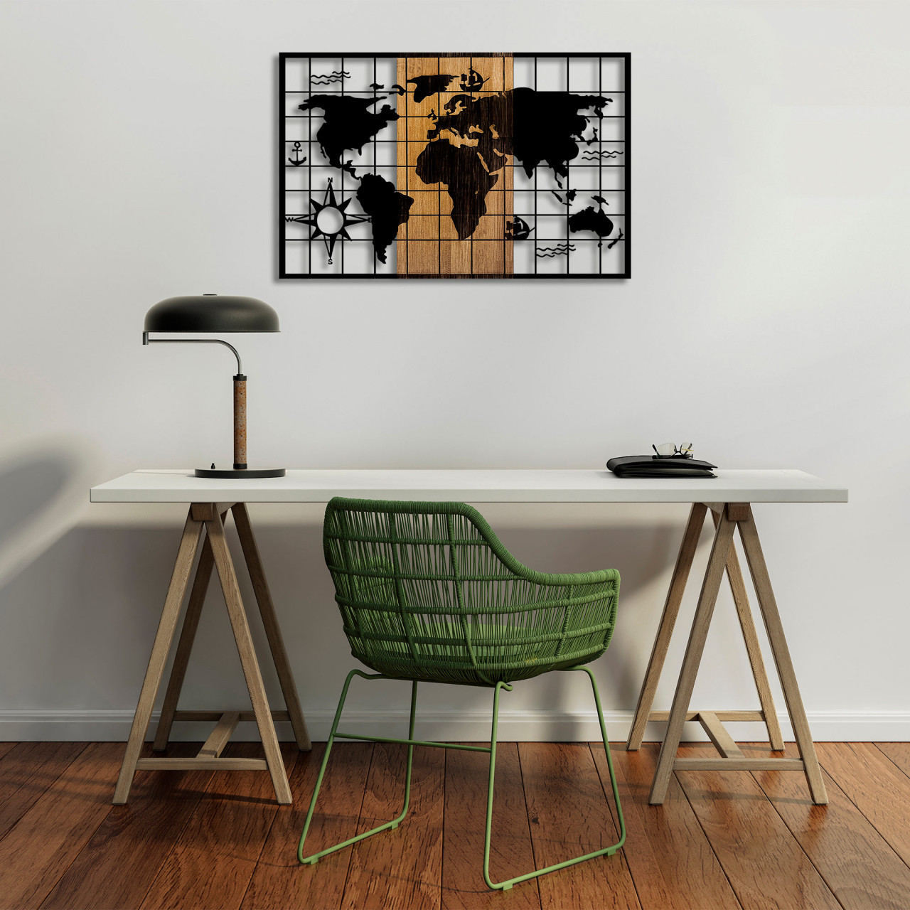 Poze Accesoriu decorativ de perete din lemn World Map - 325