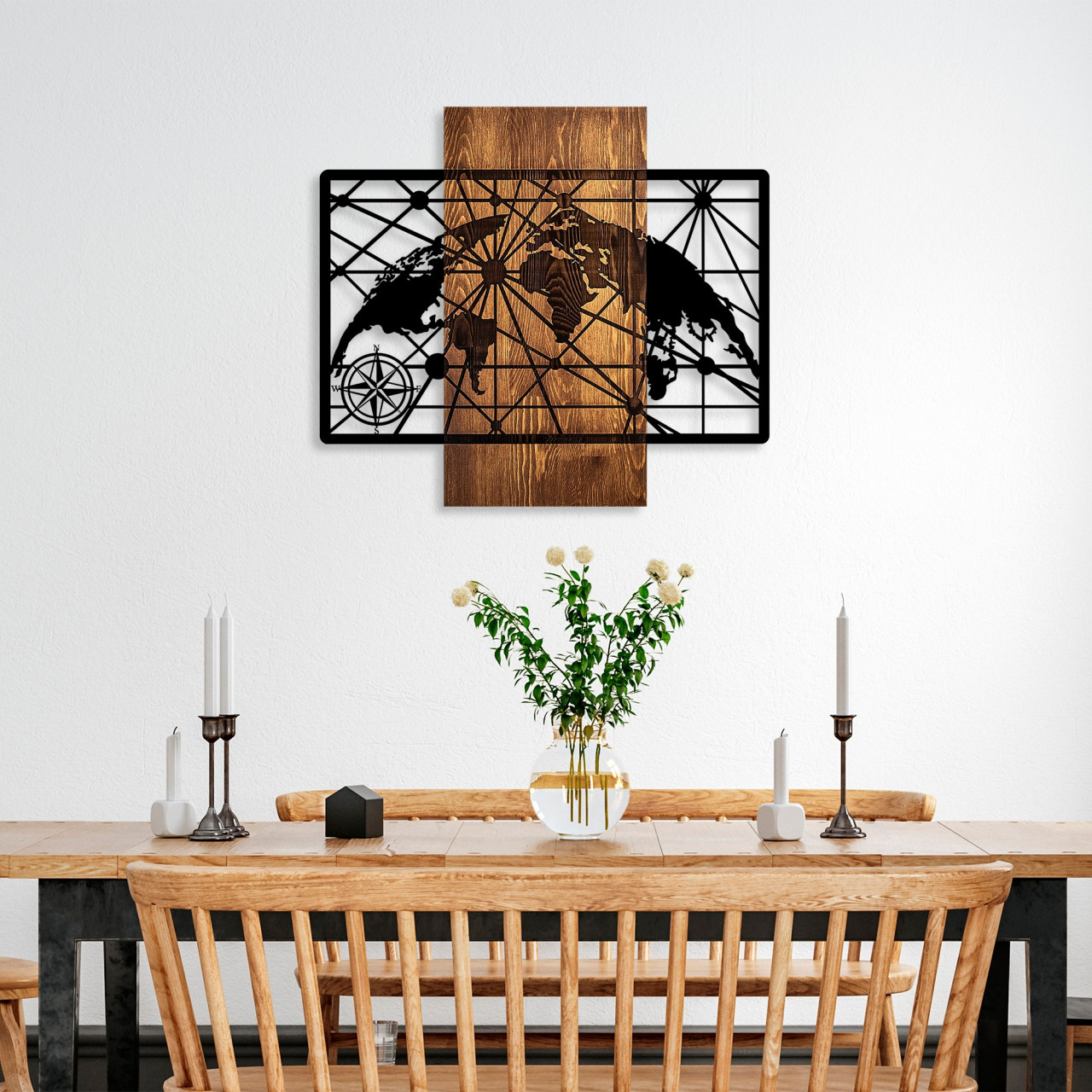 Poze Accesoriu decorativ de perete din lemn World Map 5-M