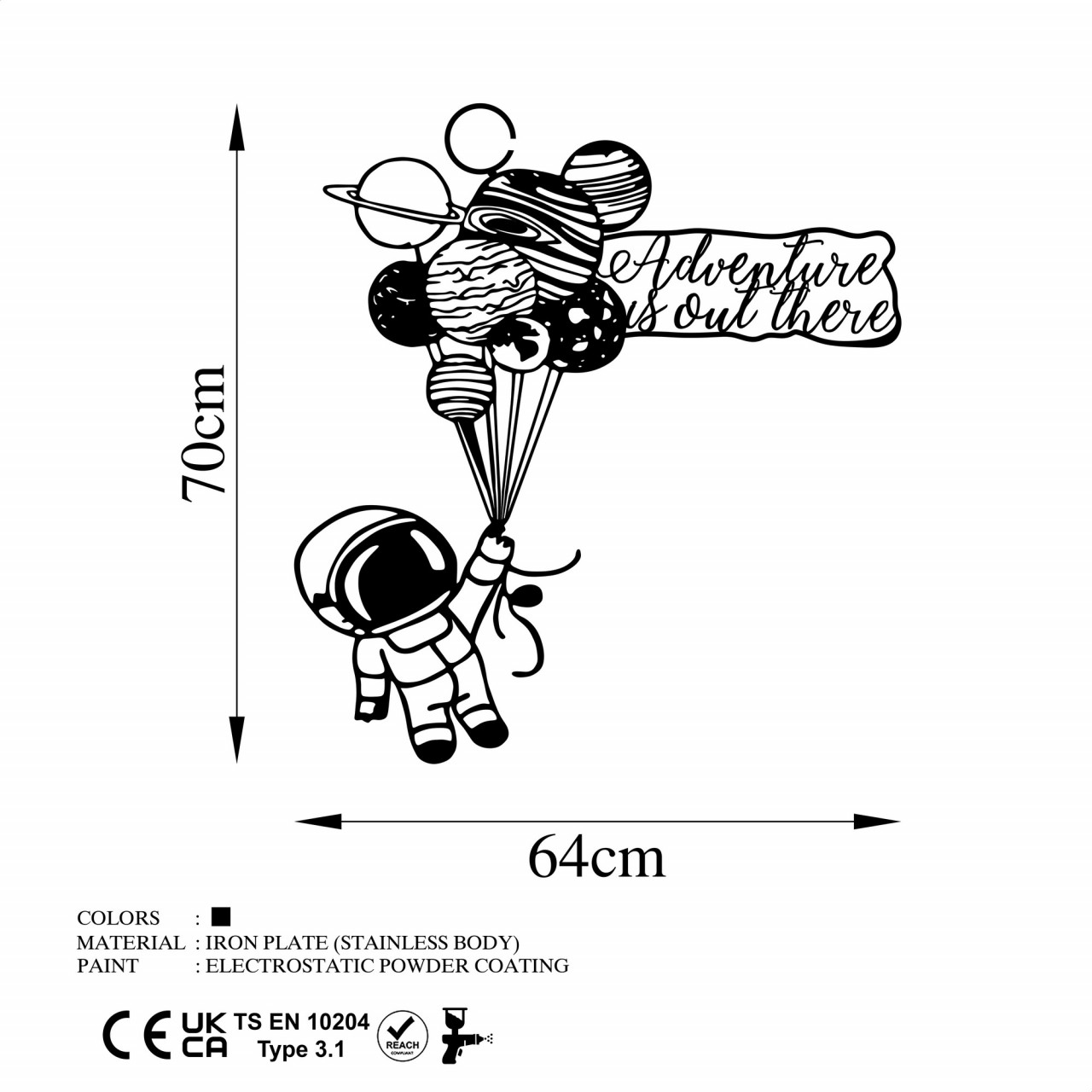 Poze Accesoriu decorativ de perete metalic Astronaut 4