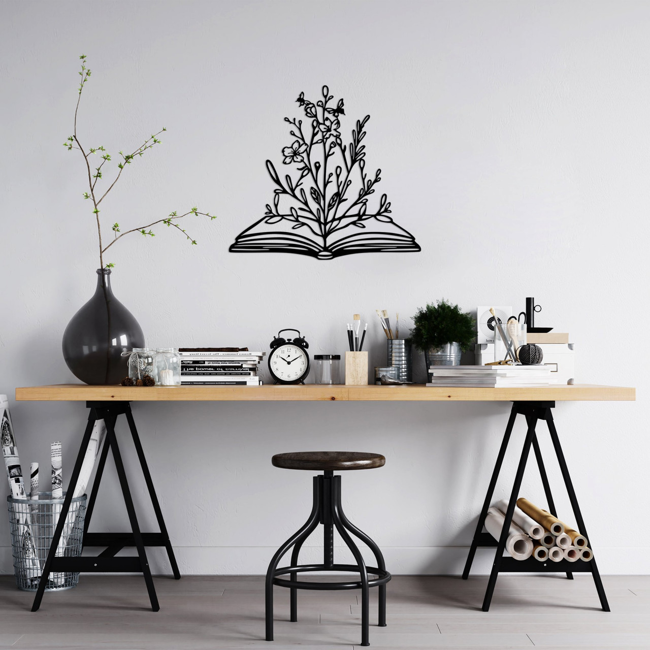 Poze Accesoriu decorativ de perete metalic Flower In Book