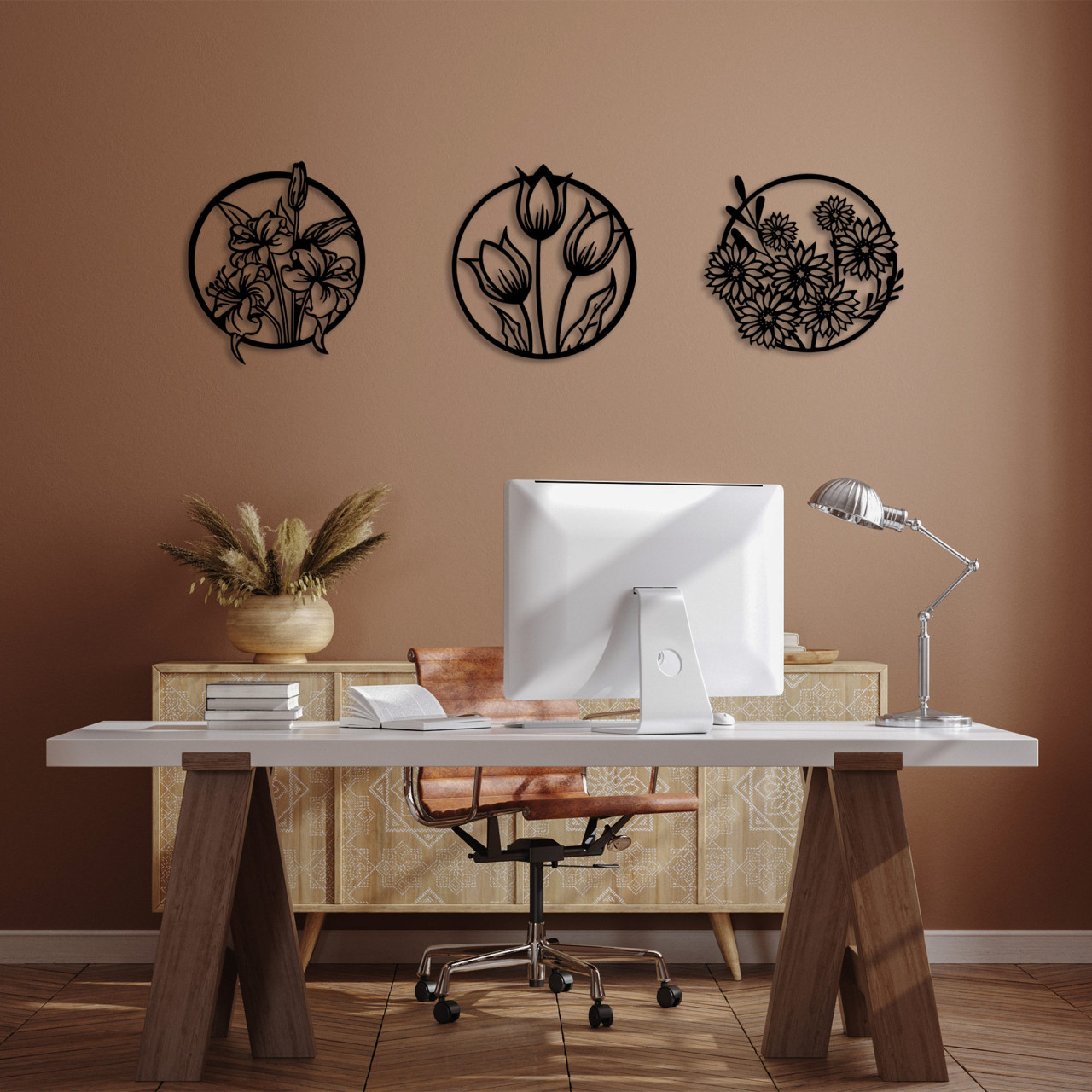 Poze Accesoriu decorativ de perete metalic Flowers - 273 M