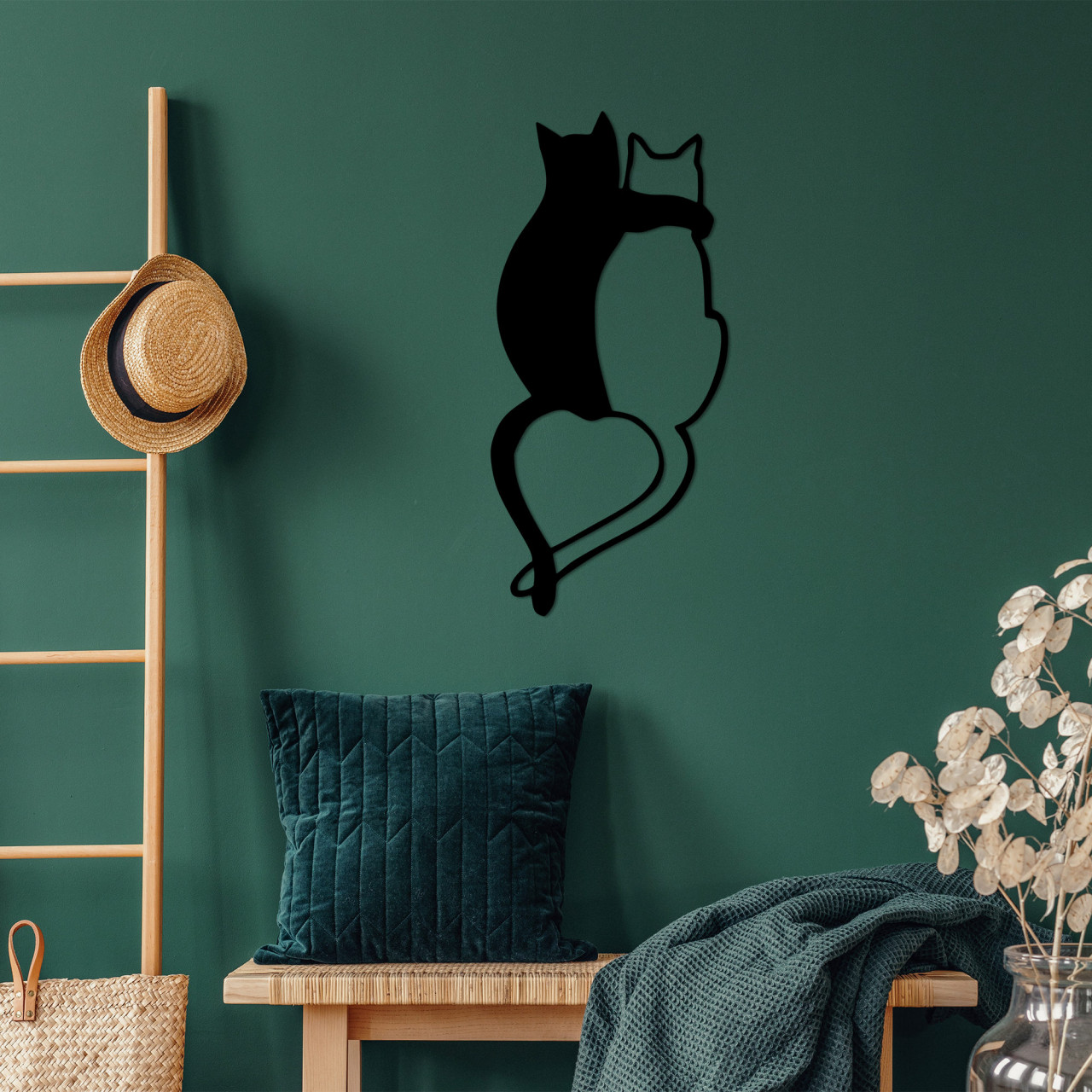 Poze Accesoriu decorativ de perete metalic Love Cats - 478