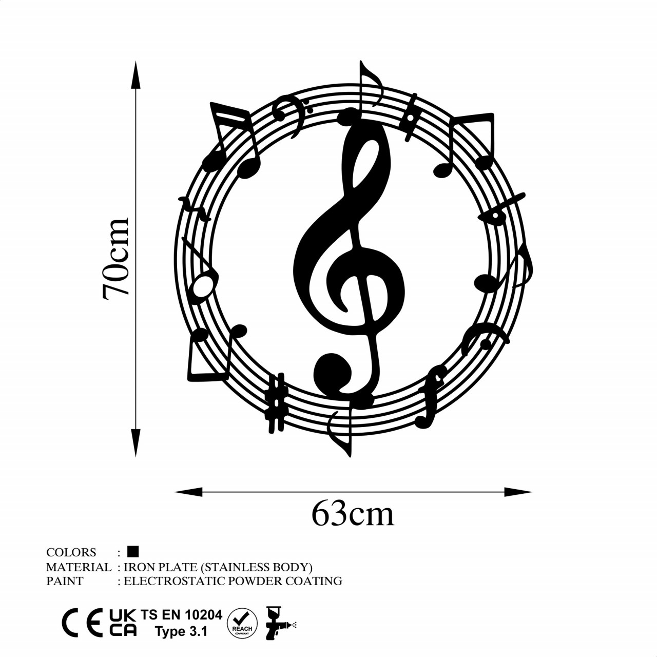 Poze Accesoriu decorativ de perete metalic Musical 2