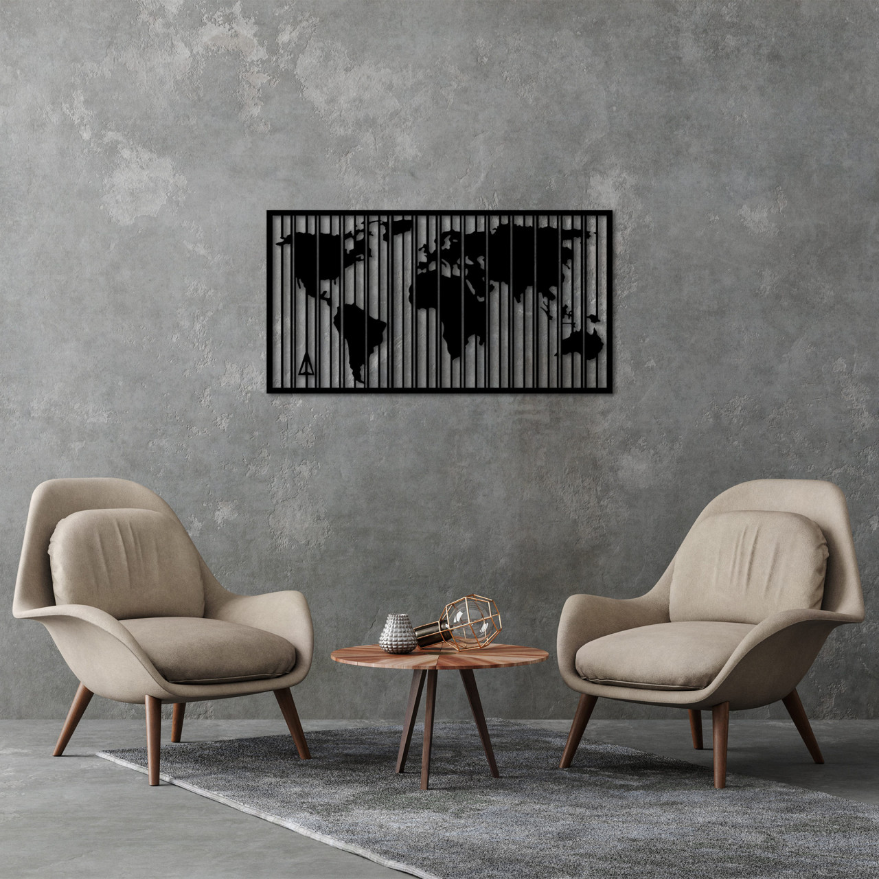 Poze Accesoriu decorativ de perete metalic Wold Map - 282 L