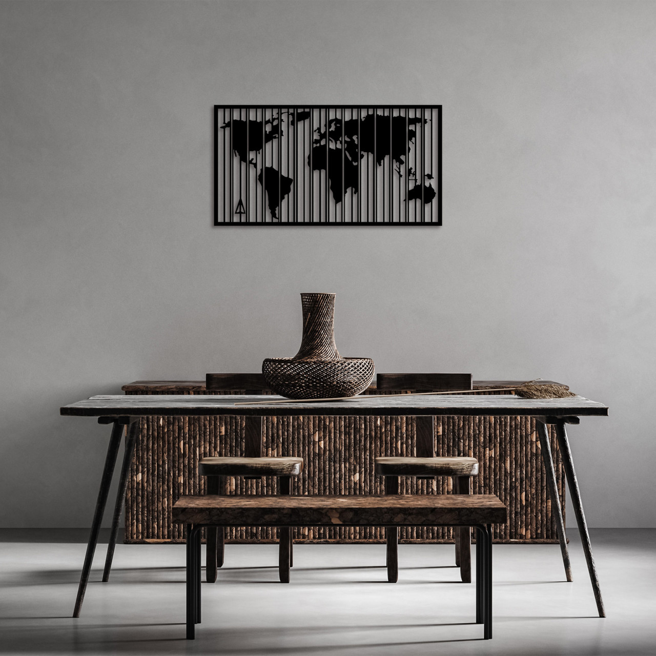 Poze Accesoriu decorativ de perete metalic Wold map - 284 S