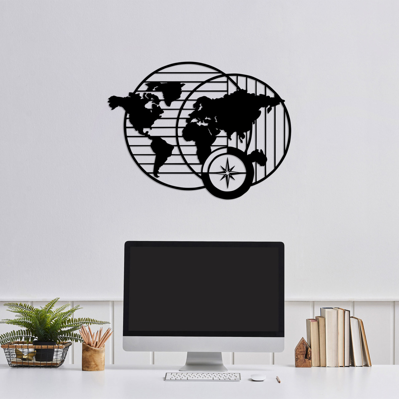 Poze Accesoriu decorativ de perete metalic World Map - 480
