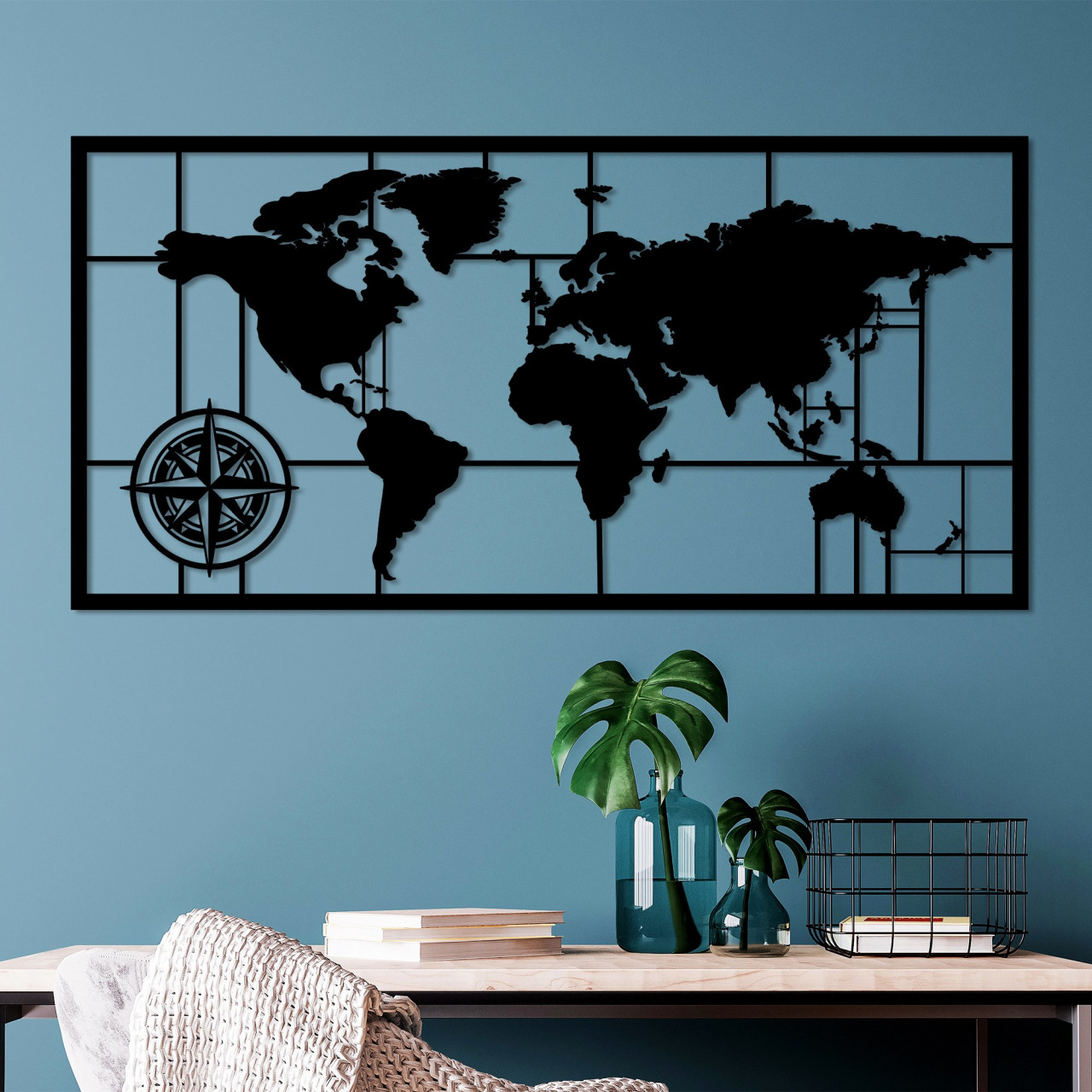 Poze Accesoriu decorativ de perete metalic World Map 9-L