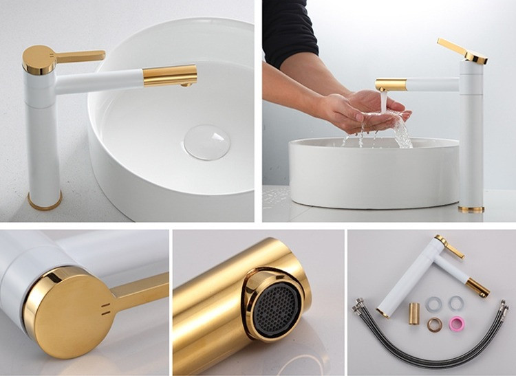 Poze Baterie Smart alb mat gold inalta – H 29,5 cm