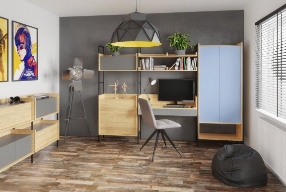 Poze Birou modular Mobius S2 natur/gri – H38