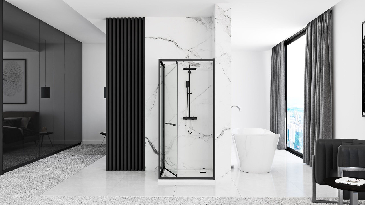 Poze Cabina dus Space negru – 80×100 cm