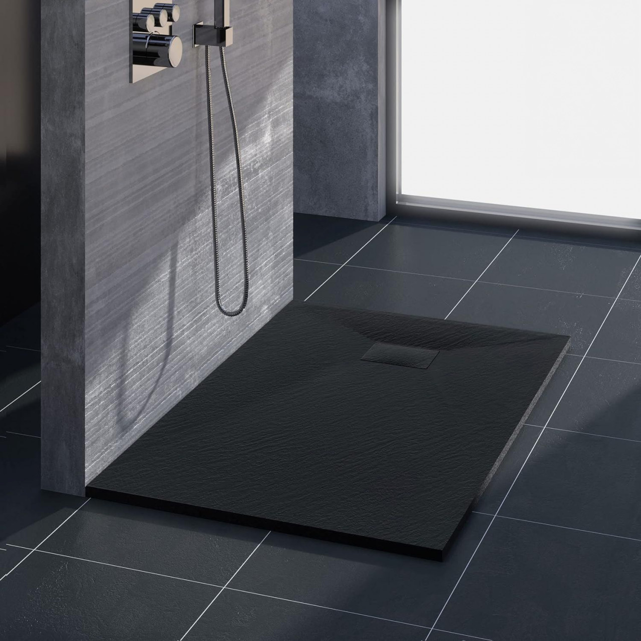 Poze Cadita pentru dus Magnum neagra 100x80