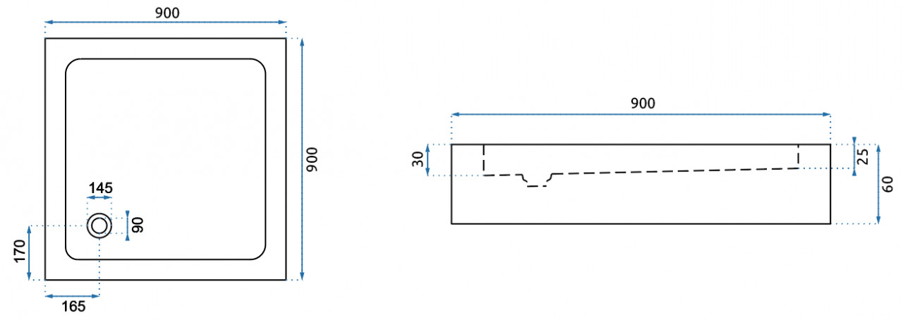 Poze Cadita pentru dus Savoy neagra - L90 x l90 x h6