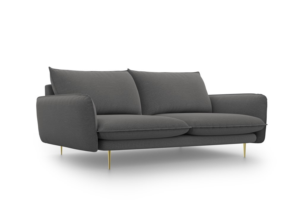 Poze Canapea tapitata Vienna 3 locuri catifea/picioare gold – L200 x l92 x h95