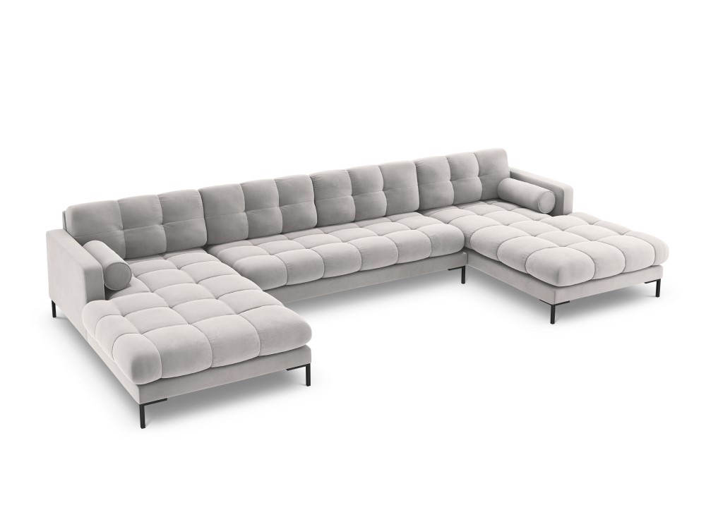 Poze Coltar 7 locuri Bali velvet/picioare negre - L383 x l185 x h75