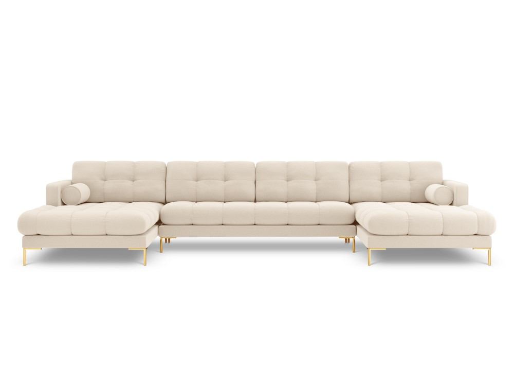 Poze Coltar 7 locuri tapitat Bali picioare gold – L383 x l185 x h75