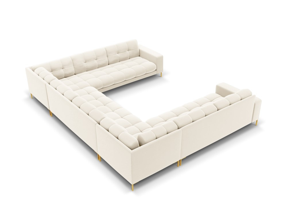 Poze Coltar 9 locuri Bali velvet/picioare gold – L327 x l256 x h75