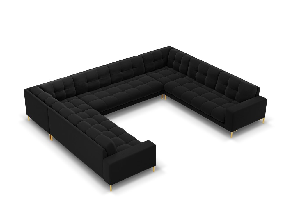 Poze Coltar 9 locuri Bali velvet/picioare gold – L327 x l256 x h75