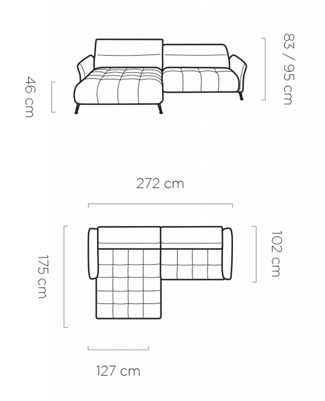 Poze Coltar cu reglaj electric Cavani - L272 x l175 x h95 cm