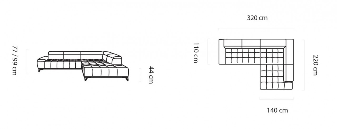 Poze Coltar cu reglaj electric Palladio L L320 cm