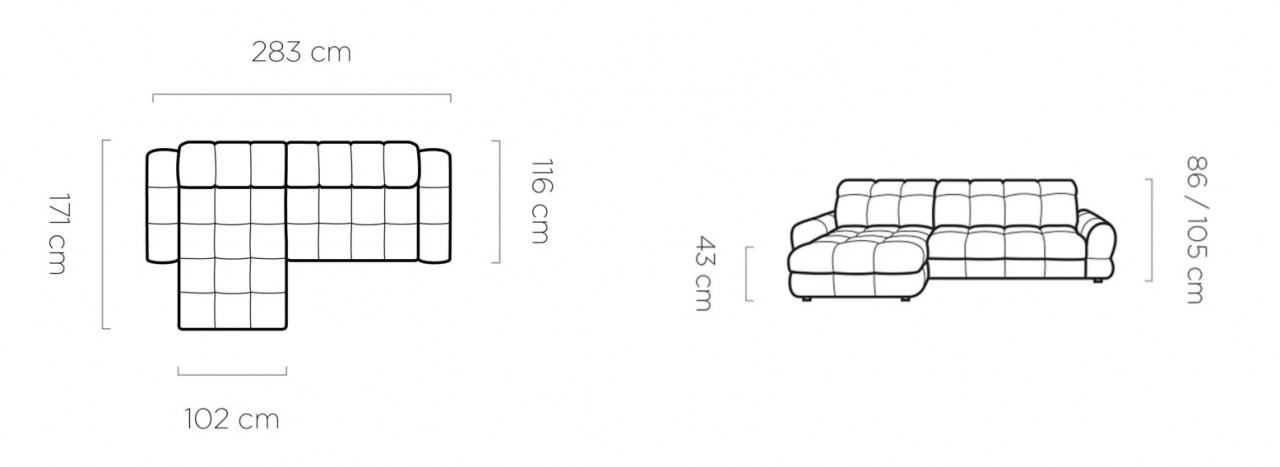 Poze Coltar cu reglaj electric Tollo mini L283 cm