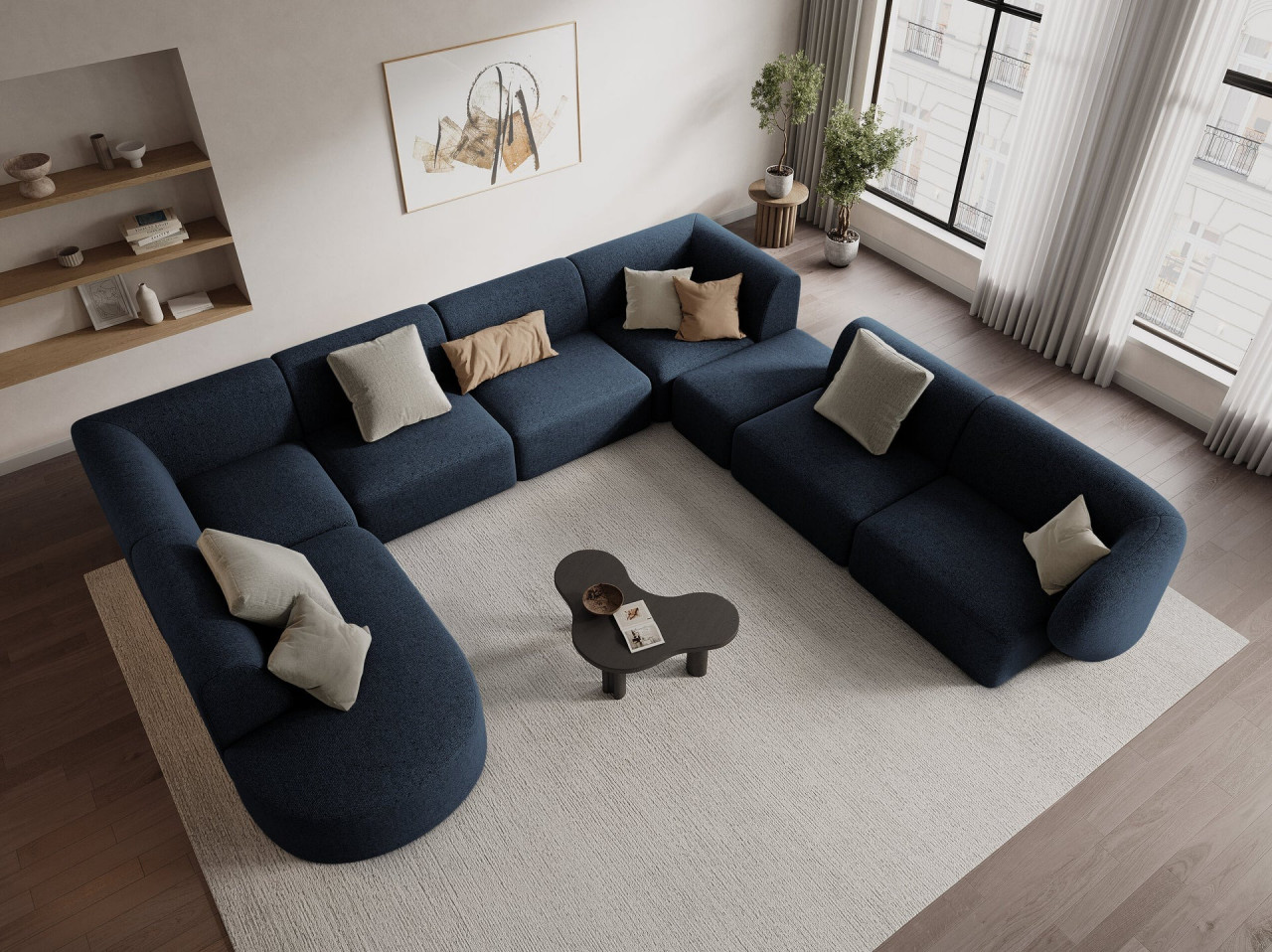 Poze Coltar panoramic 8 locuri Shane chenille L342 cm