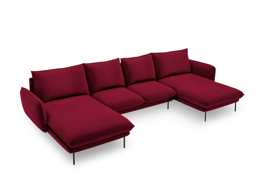 Poze Coltar tapitat Vienna 6 locuri velvet/picioare negru – L350 x l170 x h95