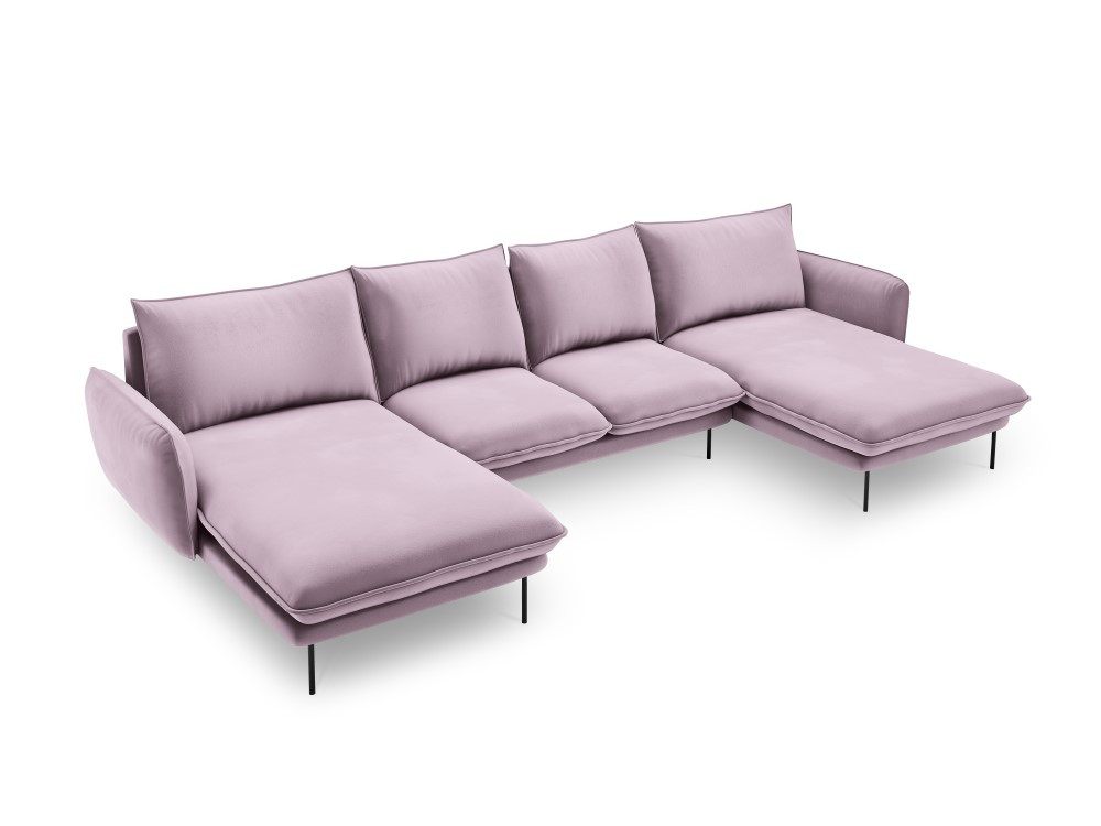 Poze Coltar tapitat Vienna 6 locuri velvet/picioare negru – L350 x l170 x h95