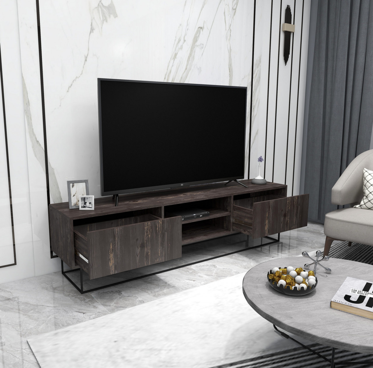 Poze Comoda TV Escape 180 maro inchis/negru
