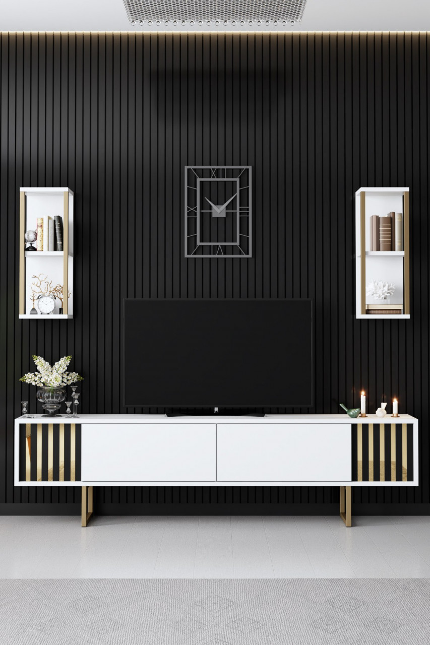 Poze Comoda TV Gold Line alb/negru