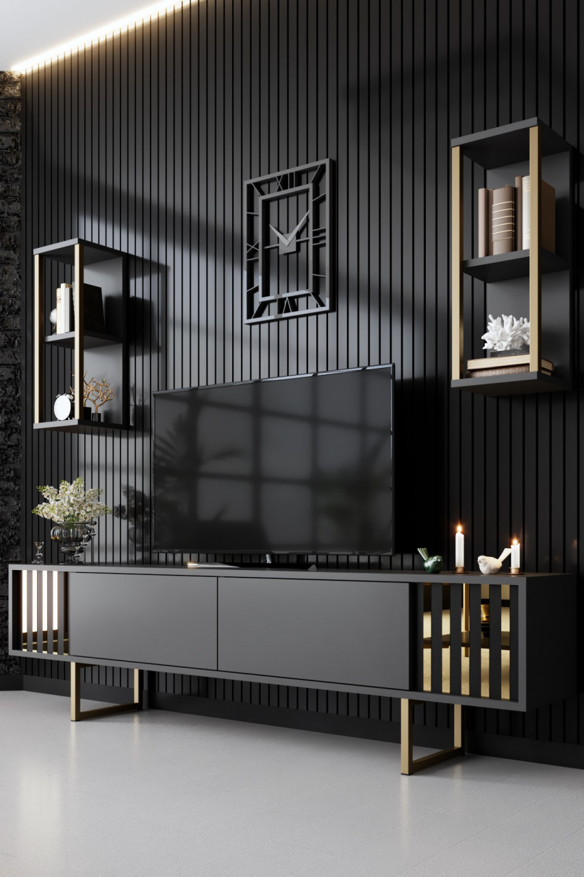 Poze Comoda TV Gold Line antracit/negru