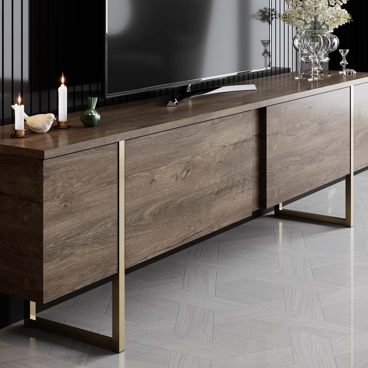 Poze Comoda TV Luxe nuc / auriu
