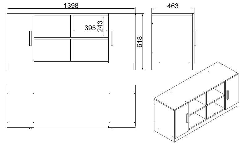 Poze Comoda TV Vario F stejar/negru L139,8 cm - 61,8 cm