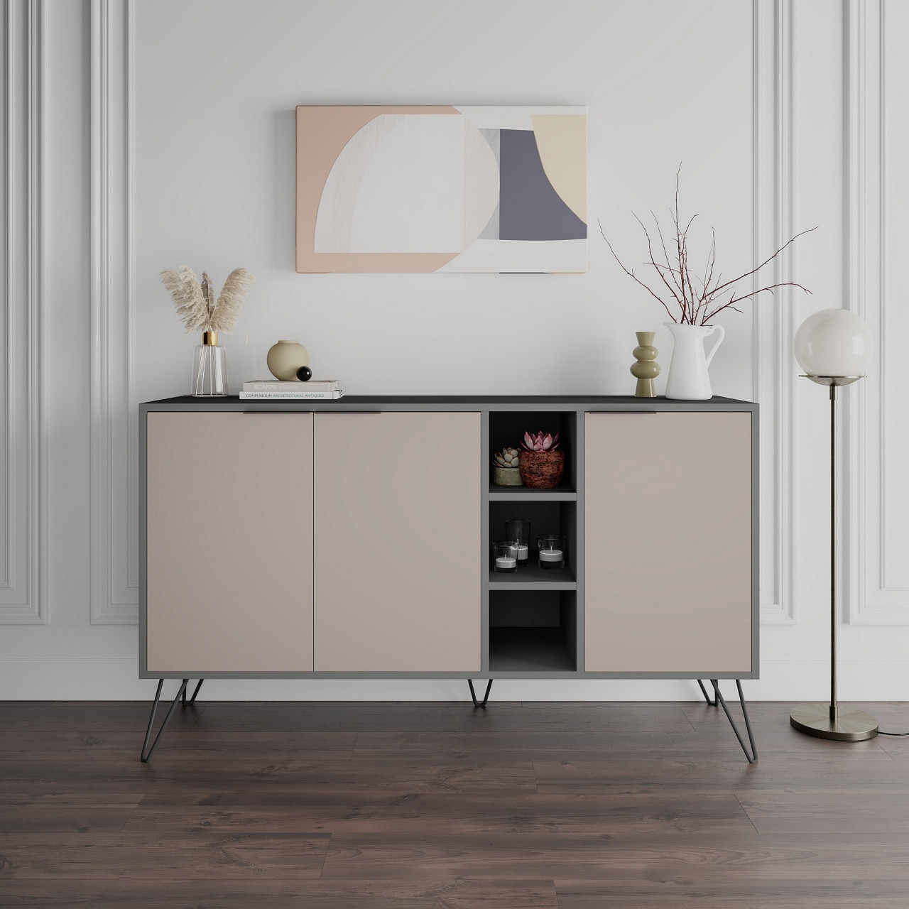 Poze Consola Clara antracit/light mocha L142 cm - H83 cm