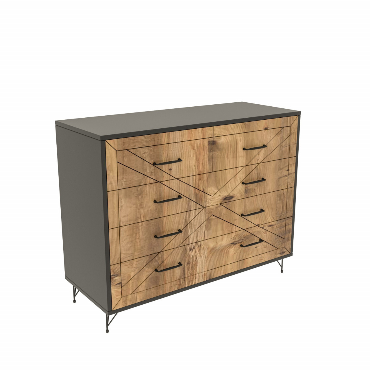 Poze Consola Comfort lemn stejar/negru L80 cm - H100 cm