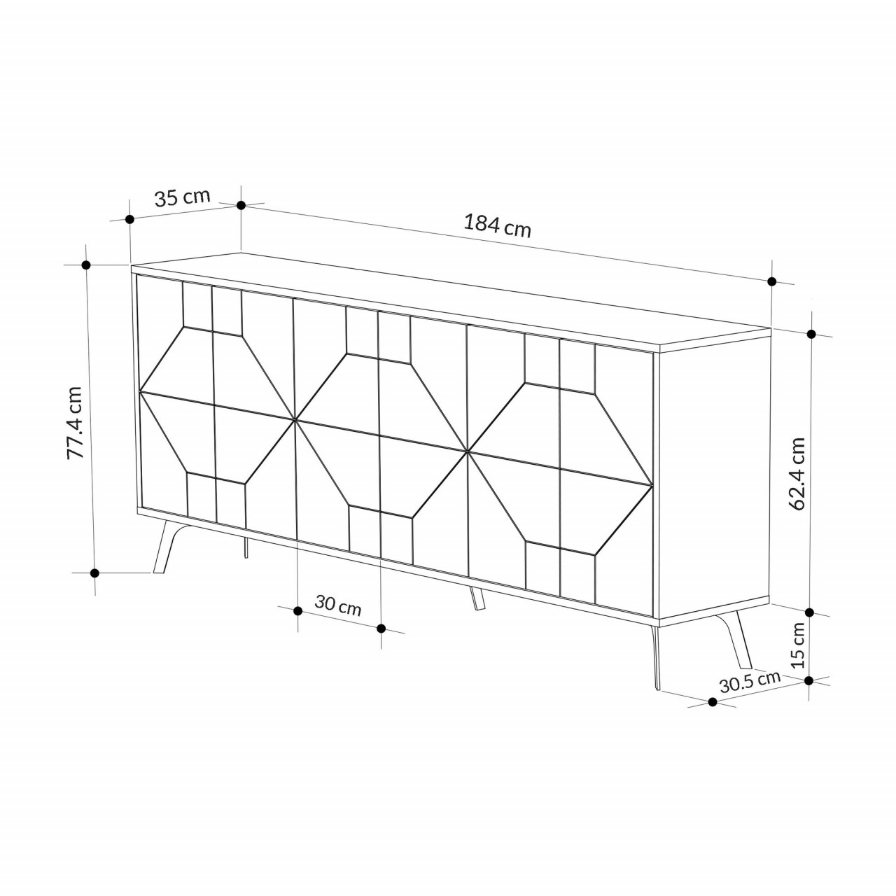Poze Consola Dune alba- L183 cm -H 77,4 cm