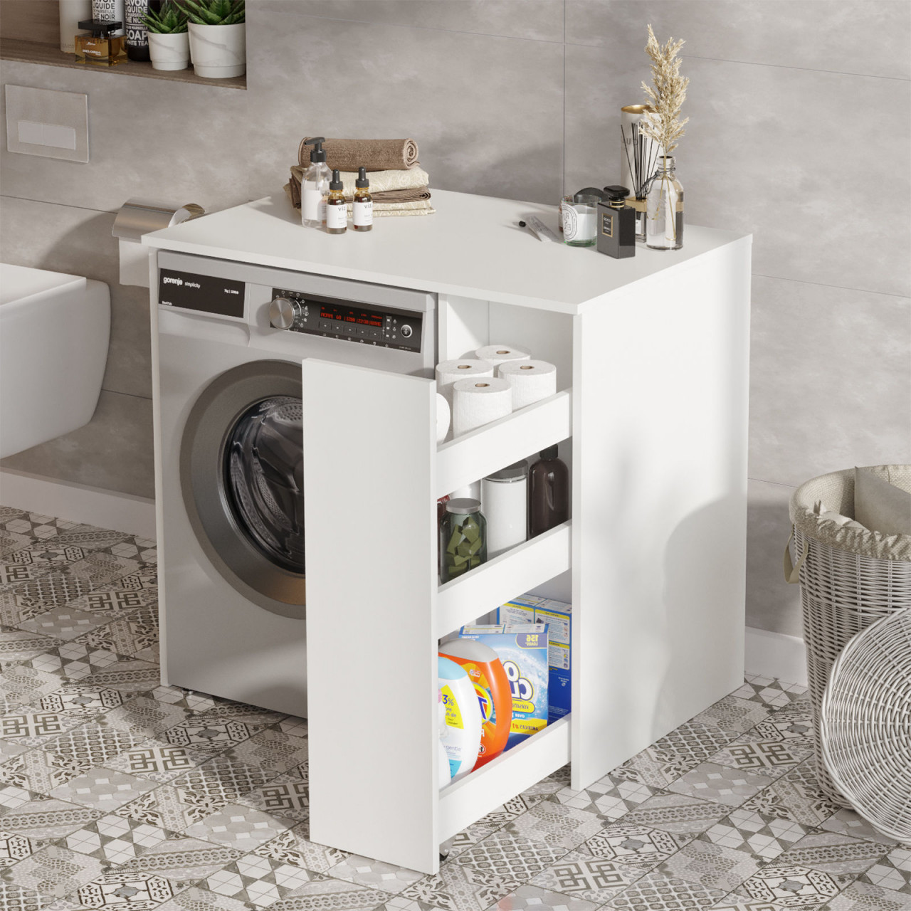 Poze Dulap MDF de baie SA1-W alb L93,5 cm - H88,3 cm