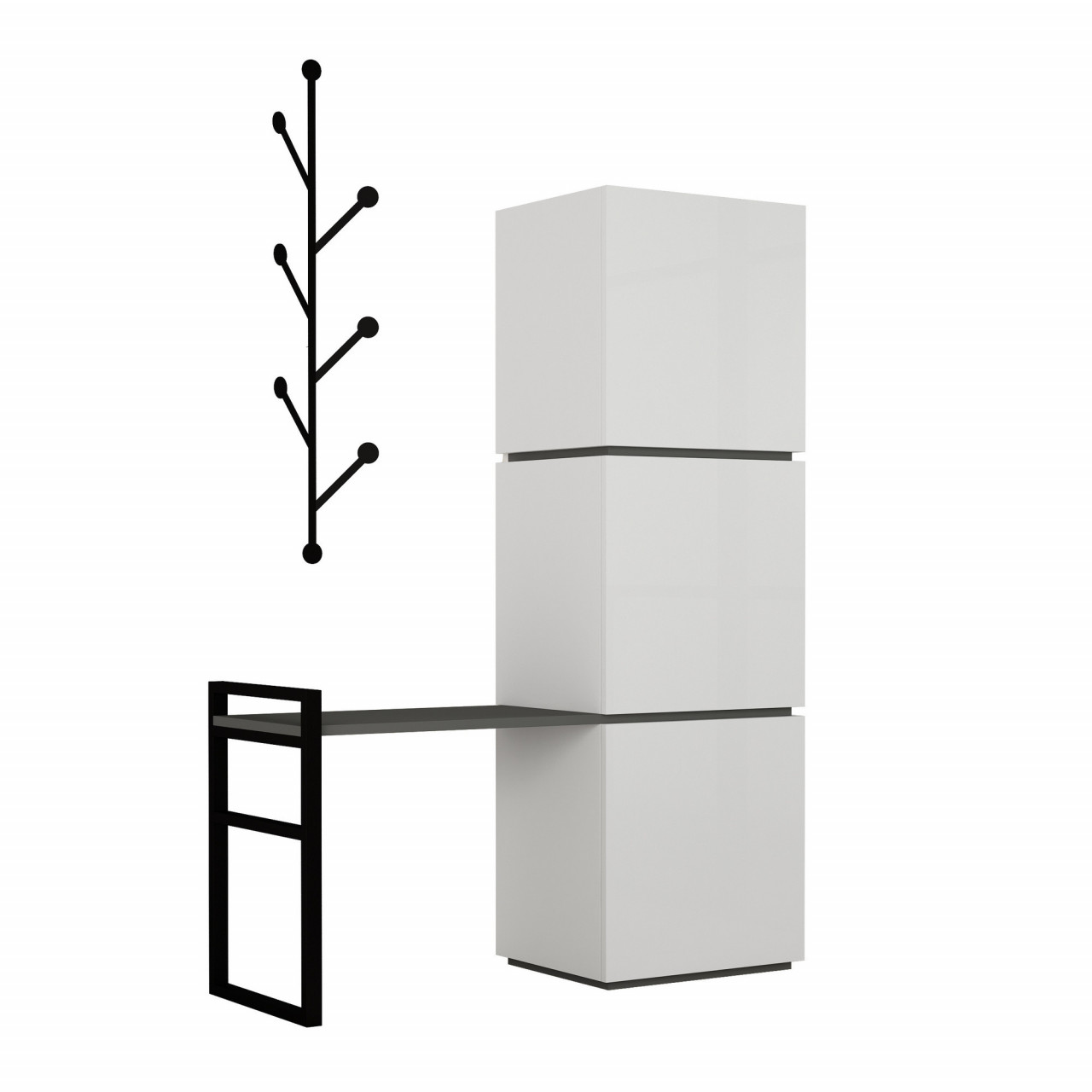 Poze Dulap MDF de incaltaminte Mello alb L109 cm - H149 cm