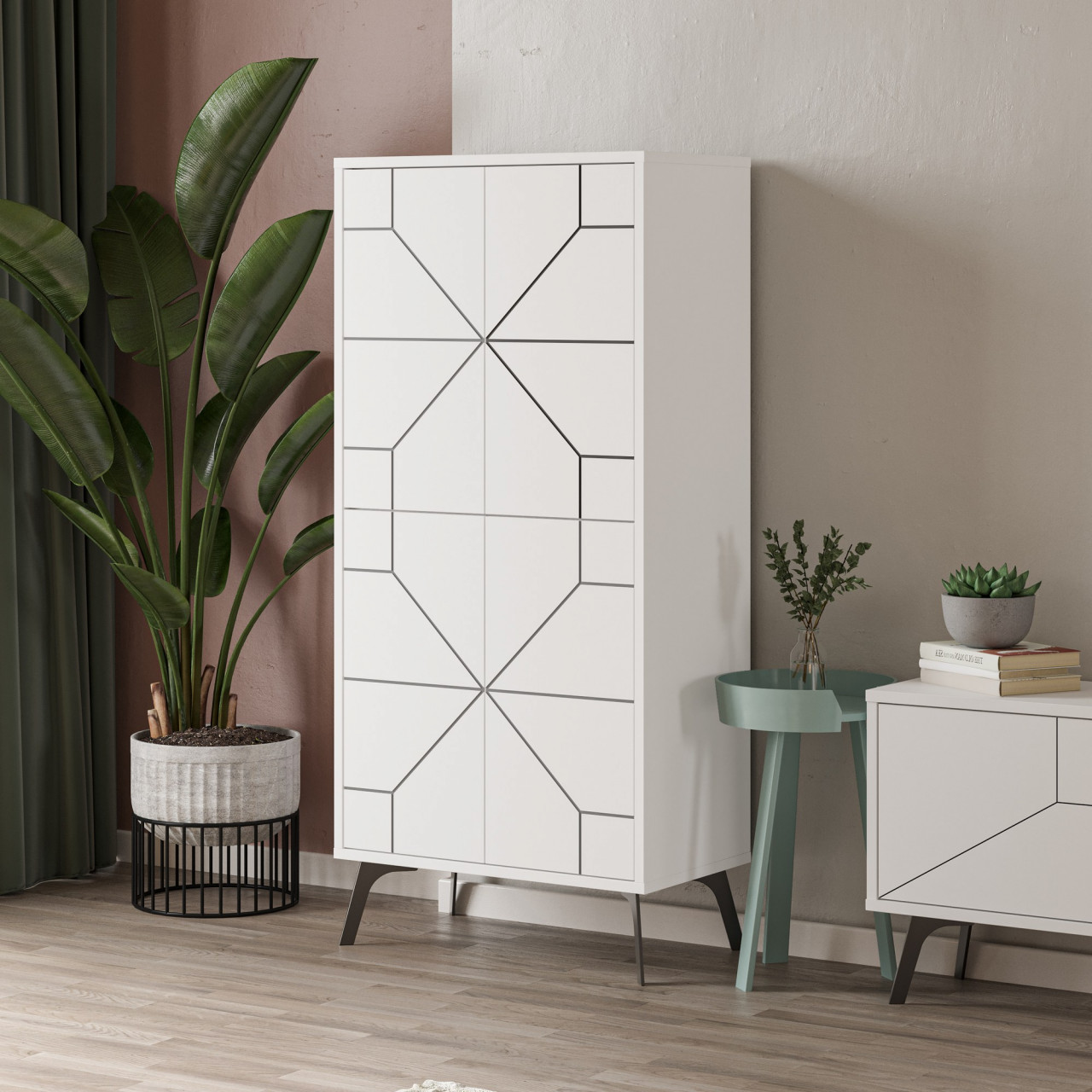Poze Dulap MDF multifunctional Dune alb L62,6 cm - H136 cm