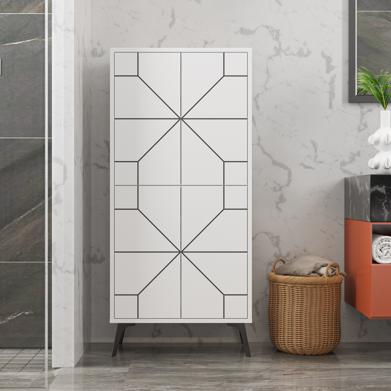 Poze Dulap MDF multifunctional Dune alb L62,6 cm - H136 cm
