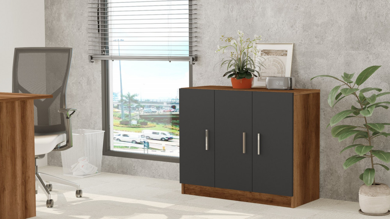 Poze Dulap MDF multifunctional Vario E nuc/antracit L89,1 cm - H73,8 cm