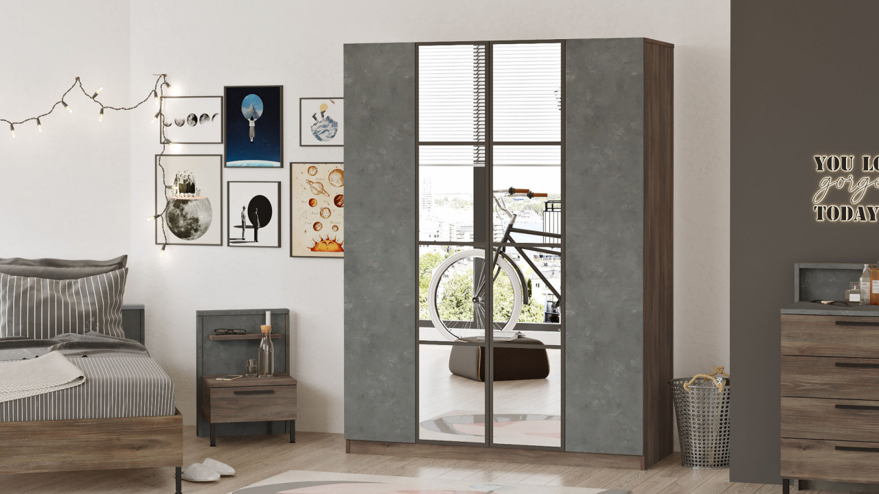 Poze Dulap MDF pentru haine HM2 - CG maro/gri L138,4 m - H183,8 cm