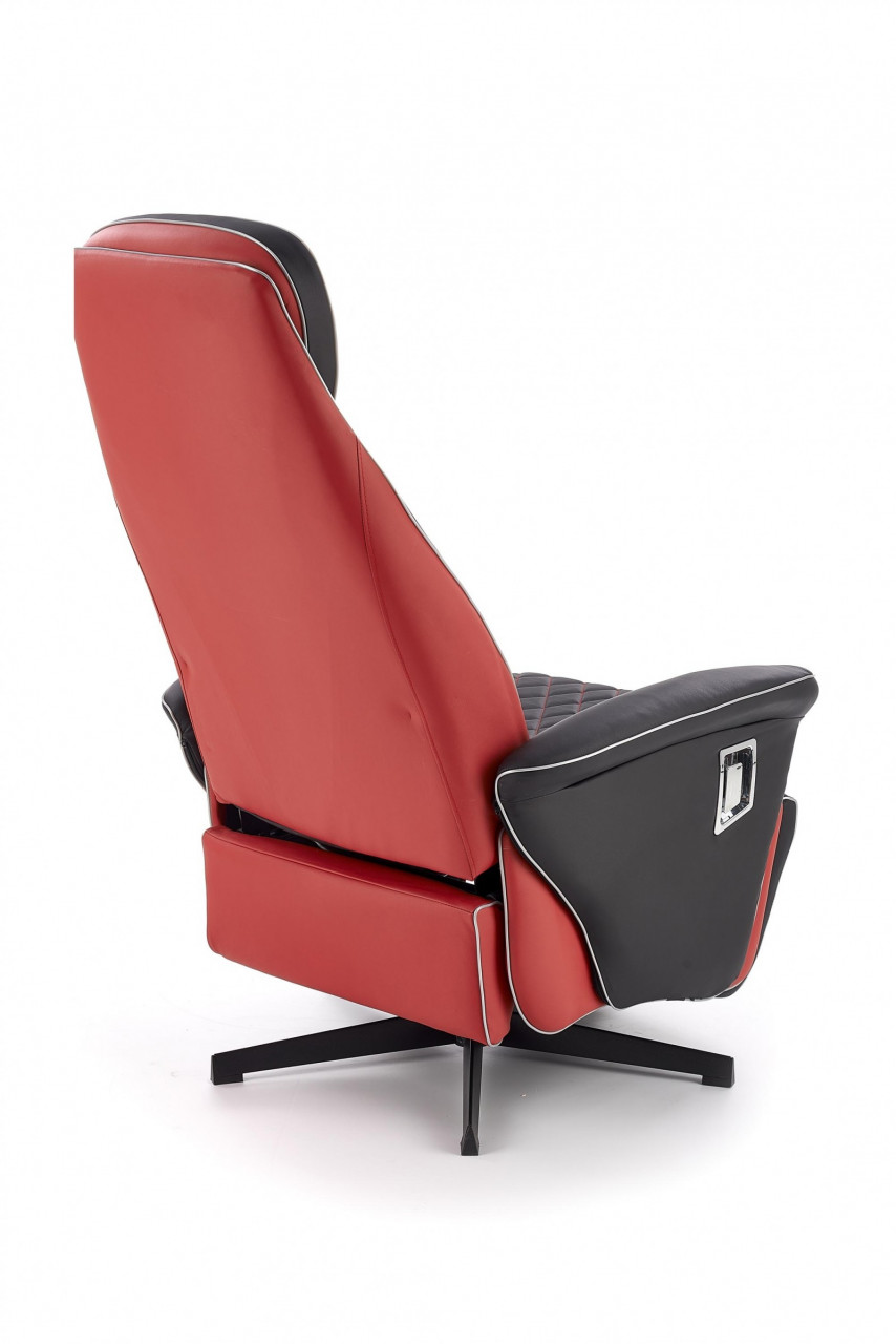 Poze Fotoliu recliner tapitat Camaro negru-rosu - H 112-86 cm