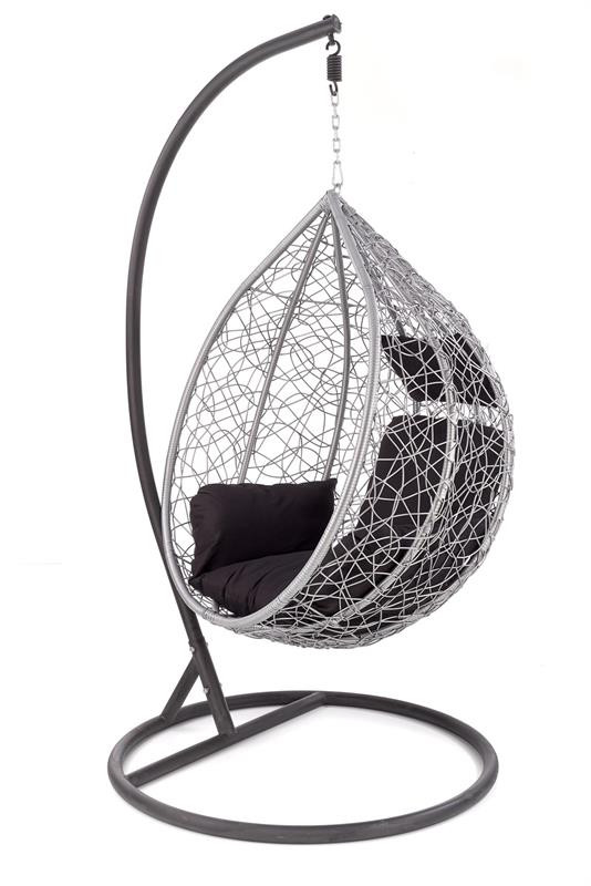 Poze Fotoliu suspendat Eggy ratan gri/negru - H195 cm
