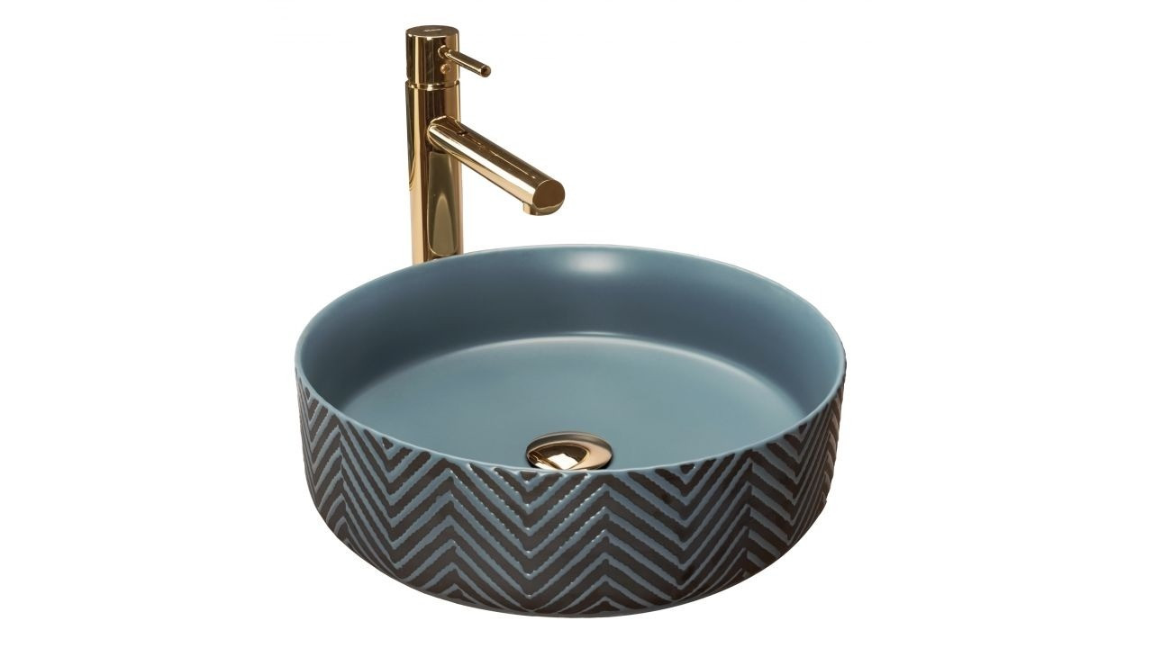 Poze Lavoar Ashley ceramica sanitara albastru - 40 cm