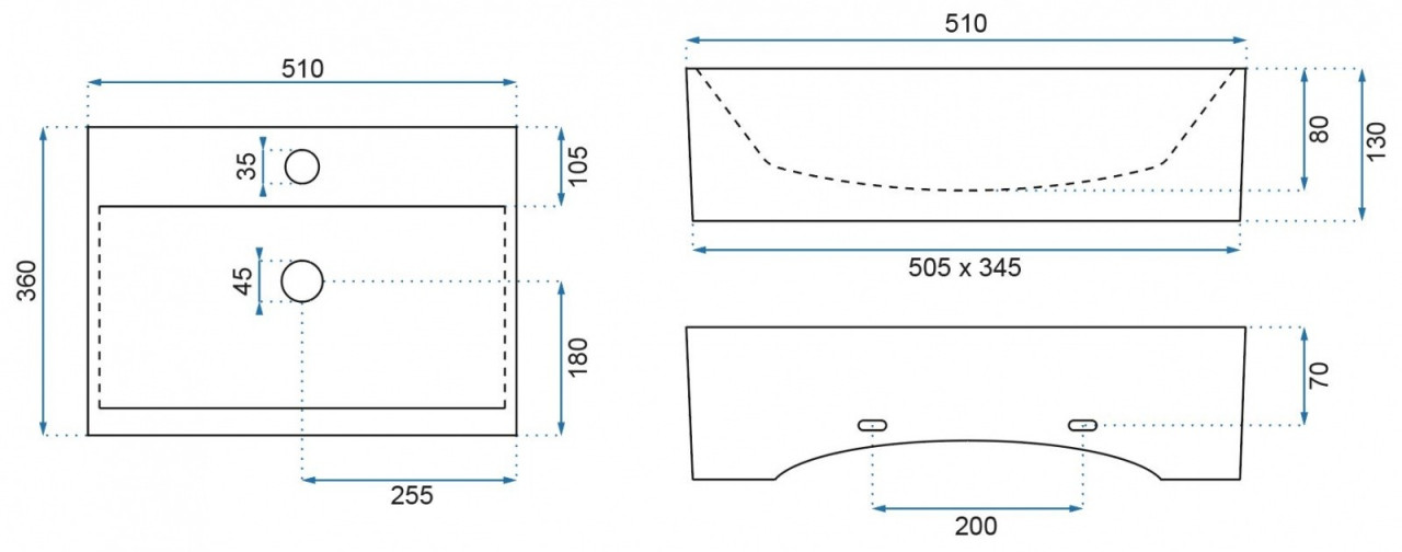 Poze Lavoar Bonita Alb ceramica sanitara - 51 cm