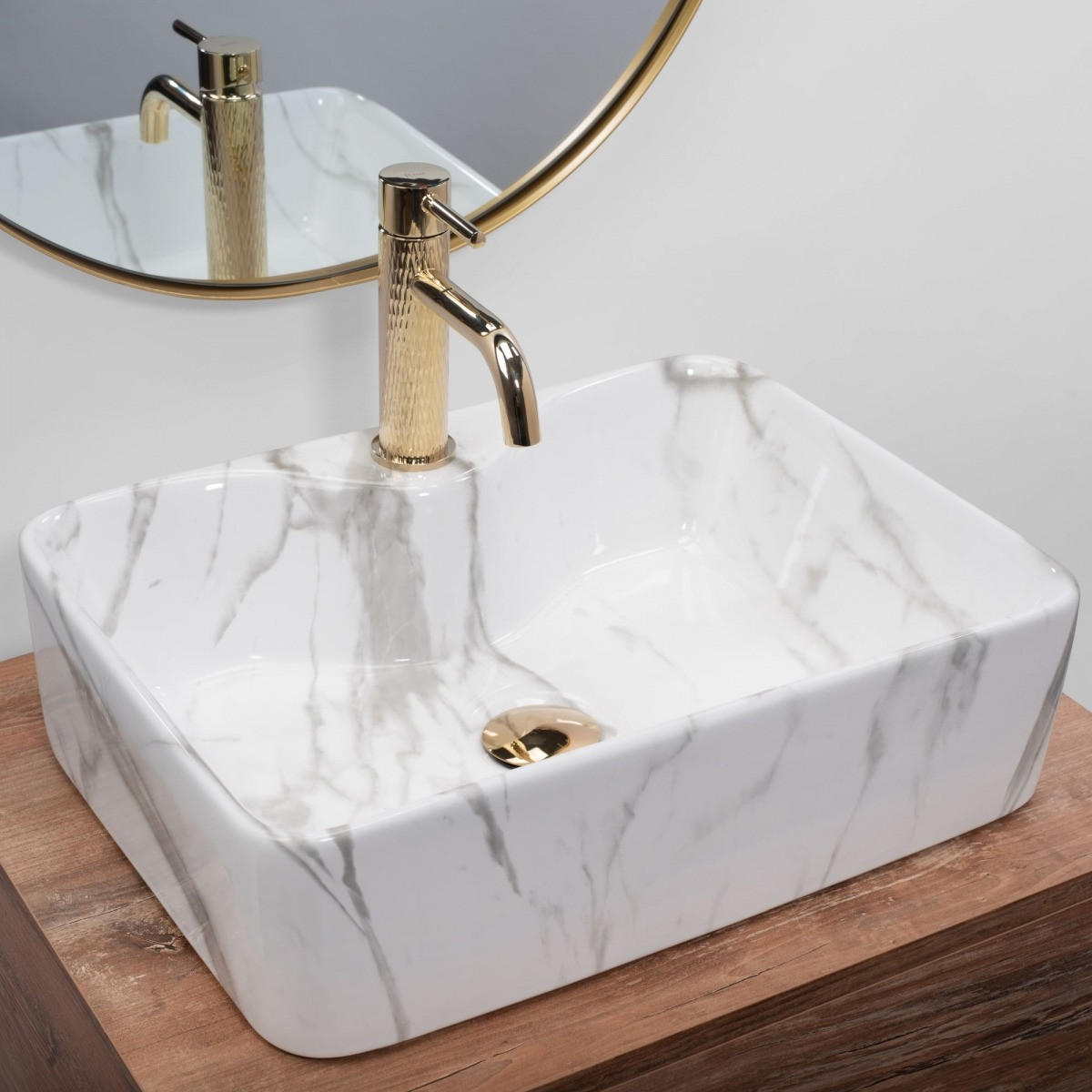 Poze Lavoar Kelly marmura ceramica sanitara – 49 cm