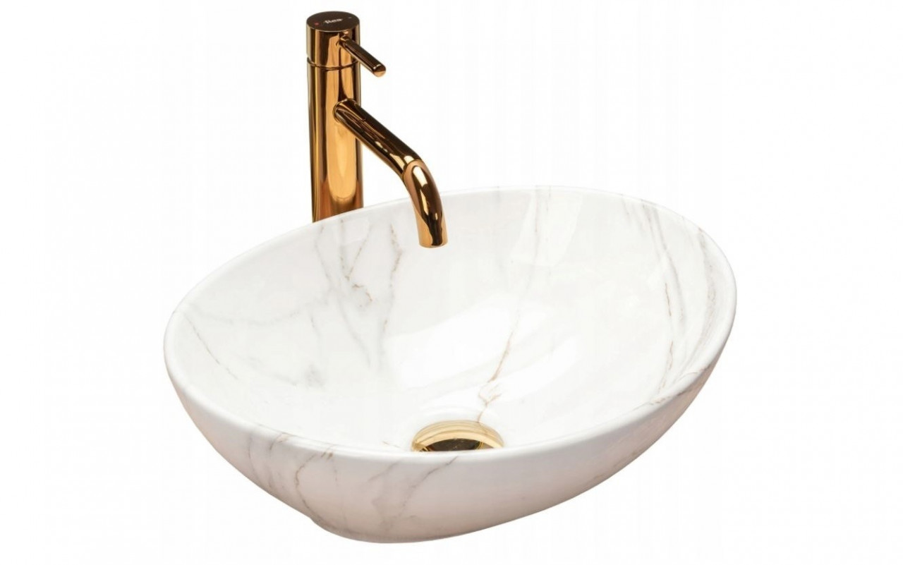 Poze Lavoar Sofia Shiny Marmura ceramica sanitara - 34,5 cm