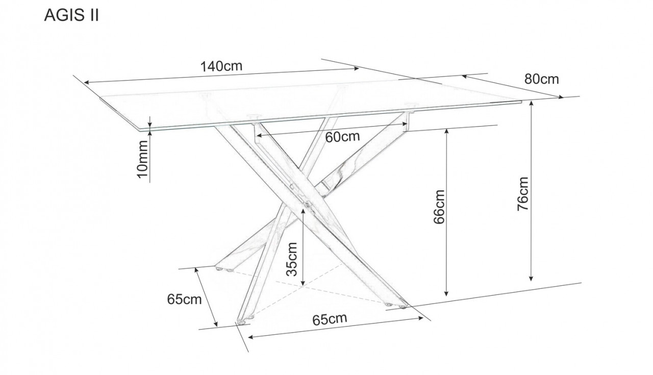 Poze Masa Agis II transparent/crom - L140xl80xh75 cm