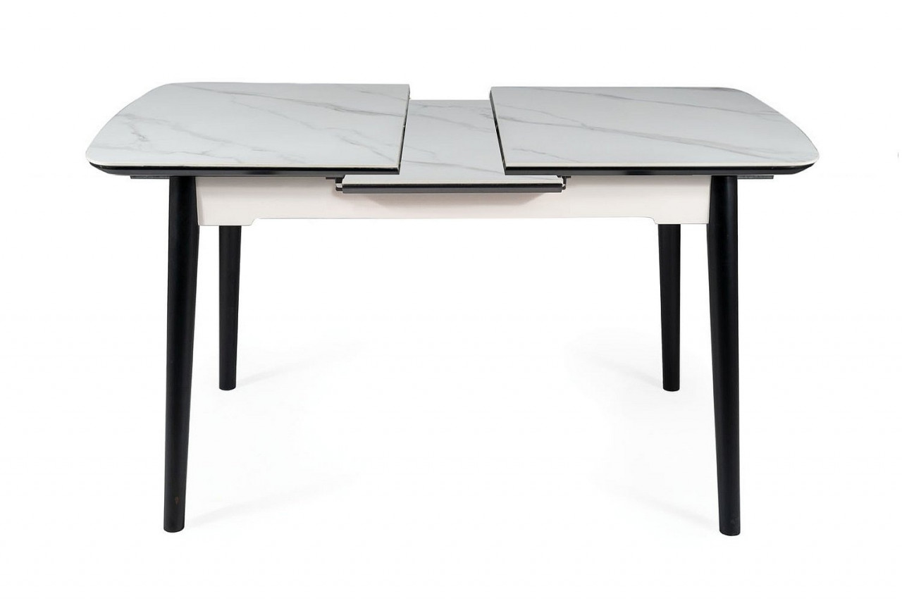 Poze Masa extensibila Apollo Ceramica marmura alba/negru mat - L120-160 cm